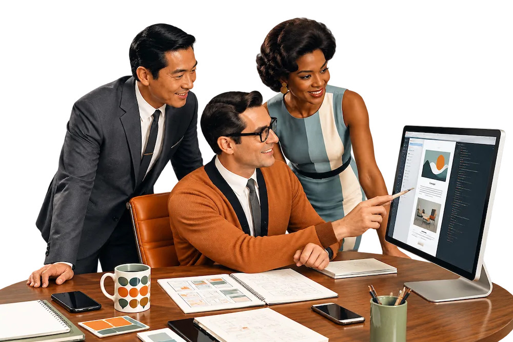 marketing team reviews an email campaign before deployment